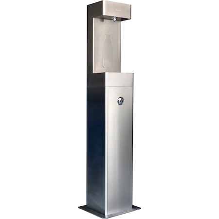 Global Industrial Outdoor Pedestal Bottle Filling Station w/ Filter, Stainless Steel 761222F